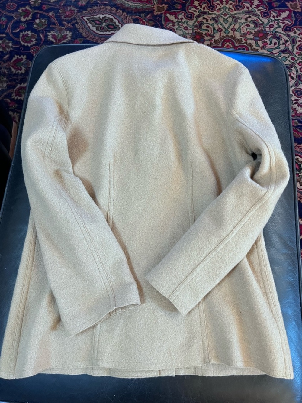 Talbots Beige Button Alpaca Wool Car Coat with Zip Pockets - Minimalist Classic - Picture 3 of 6
